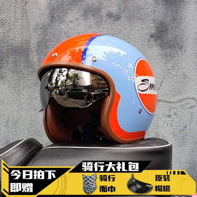 Retro Half Helmet Motorcycle Helmet Women's Motorcycle three-quarters Male American Cruising Motorcycle Half Helmet