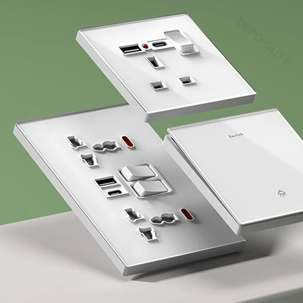 រន្ធសាកលឿនប្រភេទ C ជាសកល 20W, ប៊ូតុងបញ្ជាពីរសម្រាប់រន្ធដោតភ្លើងជាសកល, រន្ធដោតចំណុចប្រទាក់ USB ស្តង់ដារចក្រភពអង់គ្លេសពណ៌ស