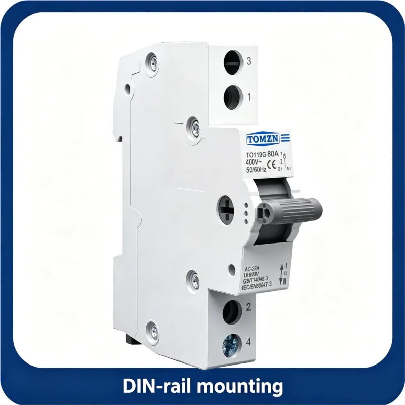 TOMZN TO419G Changeover Switch 1234P 400V 80A MTS Dual Power Manual Transfer Isolating Interlock Circuit Breaker Disconnectable