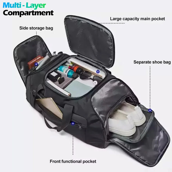 BANGE Multi Sports Gym Bag Travel Duffel Bag with Shoe Compartment for Men Women 40L Lightweight Foldable Duffel Bag Workout Bag
