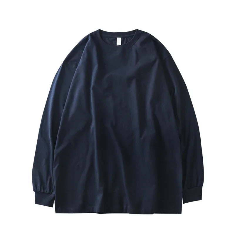Dukeen 280g Heavyweight Long-Sleeved T-Shirt for Men 100% Cotton Shirts Oversized Solid Color Tops Plain Tees Men's Clothing