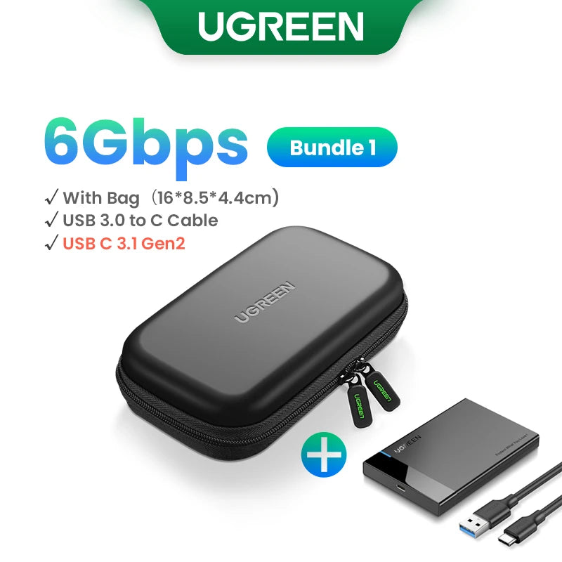 UGREEN HDD Case 2.5'' SATA to USB 3.0 Hard Drive Enclosure for SSD Disk HDD Box USB C 3.1 Gen 2 Case HD External HDD Enclosure
