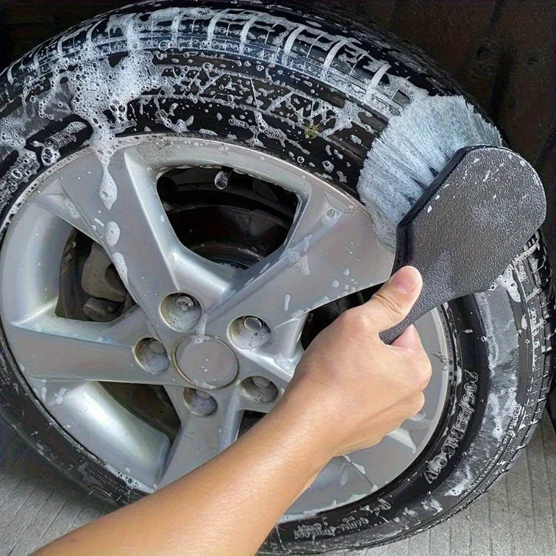 1pc Short Handled Tire Brush, Suitable For Motorcycle And Car Tire Cleaner, Soft Bristle Brush,Used To Clean Dirt OnTires.Short