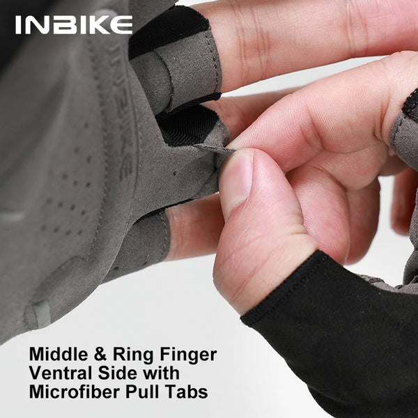 INBIKE Mountain Road Bike Gloves Half Finger MTB Cycling Gloves for Men Anti-Slip Shockproof Gel Pad Bicycle Gloves for Riding