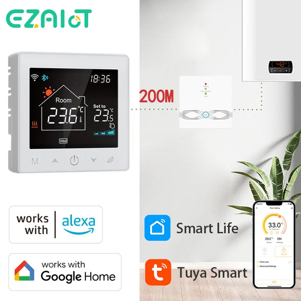 Tuya Wifi Wireless Thermostat Water Gas Boiler RF433 Floor Heating Remote Temperature Controller Smart Life Google Home Alexa