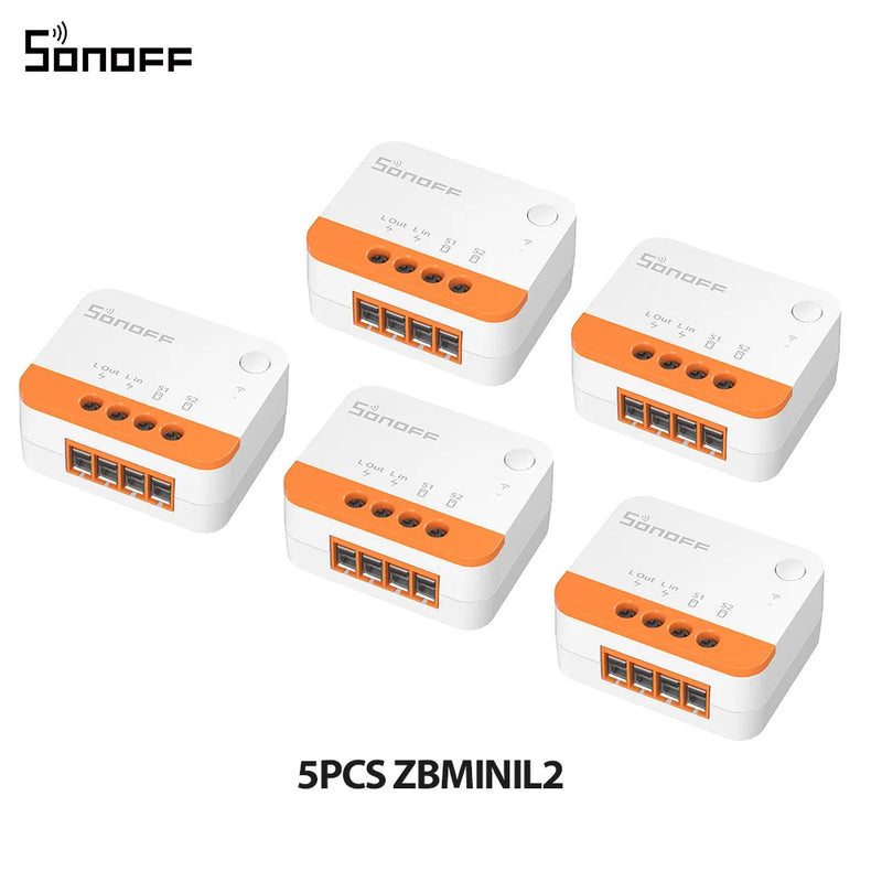 1-10PCS SONOFF ZBMINIL2 Zigbee 3.0 No Neutral Wire Needed Smart Switch Tiny Size Two-Way Control via EWeLink Google Alexa Alice