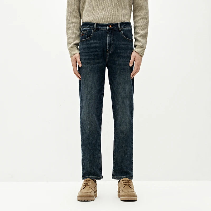 Semir Men Denim Jeans Cotton Stretch Regular Fit Straight Leg Vintage Wash Modern Style Versatile 2026 New Winter Daily Wear