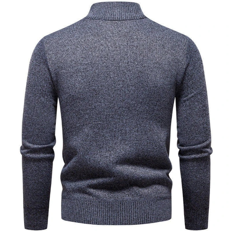 Men's Autumn Winter Quarter-Zip Pullover Sweater, Rib-Knit Stand Collar Design, Ideal for Casual Outings and Smart Daily Wear