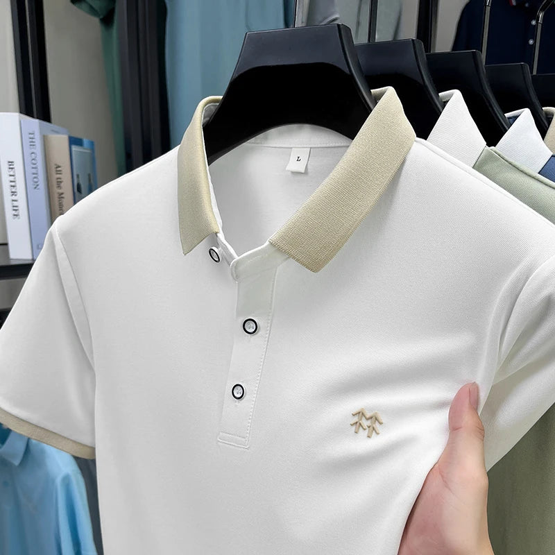 Quality Man Short-Sleeved Polo Shirt Lapel Button Pattern Printing Summer New T-Shirt Business Casual Outdoor Sports Men's Wear