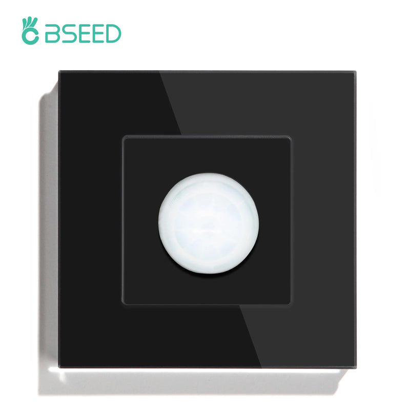 BSEED Human Body Sensor Switch Wall Lamp Switch 90℃ Infrared Motion Detector Galss Frame Plastic FrameEU Standard Light Switches
