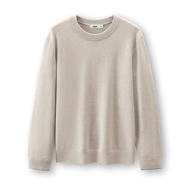 Semir Men Knit Sweater Solid Color Wool Blend Thermal Warmth Antistatic Antibacterial 2026 New Winter Daily Wear