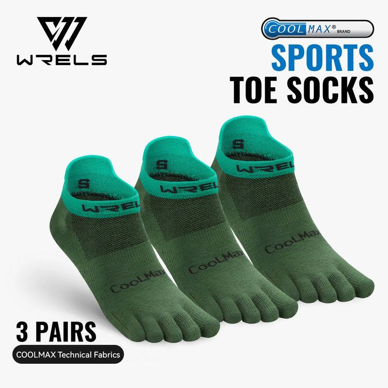 WRELS 1/2/3pairs COOLMAX Toe Socks Breathable Five Finger Socks Athletic Hiking Running Soft Comfortable Moisture Wicking Socks