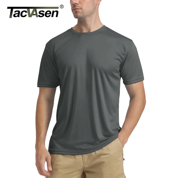 TACVASEN UPF 50+ UV Shirt Men's Round Neck Short Sleeve Basic Summer Casual T-shirt Gym Fitness Running Swim Quick Dry Tee Tops