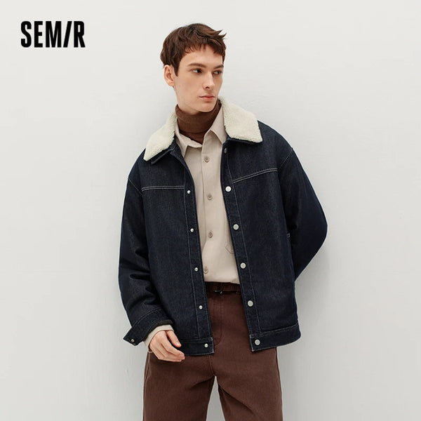 អាវ Denim បុរស Semir កអាវអាចដោះចេញបាន Sherpa បែប Streetwear ឆ្នាំ 2026 សម្លៀកបំពាក់ប្រចាំថ្ងៃរដូវរងាថ្មីបែបទីក្រុង រចនាប័ទ្មធម្មតា