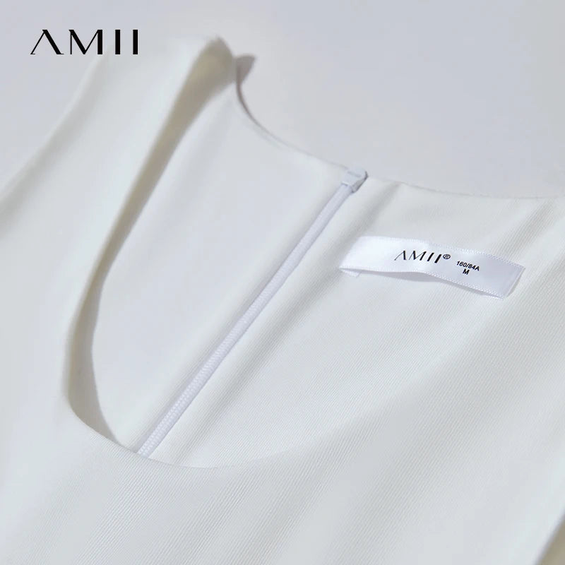 រ៉ូបនារី Amii Minimalist រដូវក្តៅឆ្នាំ ២០២៥ រ៉ូបការិយាល័យថ្មីសម្រាប់នារីការិយាល័យ ក U ចង្កេះស្ដើង ដៃអាវគ្មានដៃ កប្បាសរាងអក្សរ A ស្គម 12522044