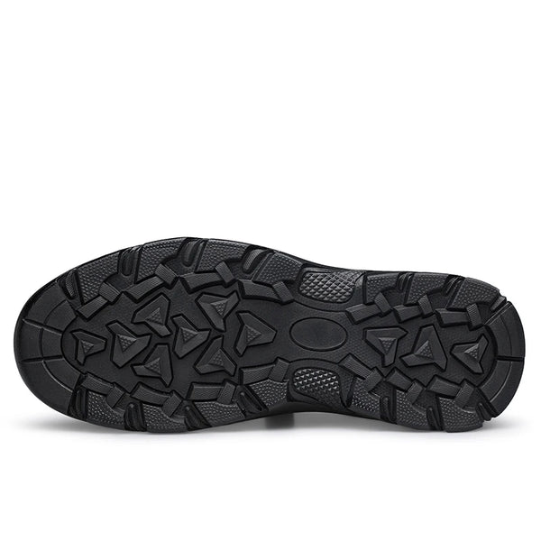 Men Black Genuine Leather Shoes Sturdy Hard Thick Rubber Sole Non‑Slip Casual Business Shoes Lace‑Up Durable Outdoor Work