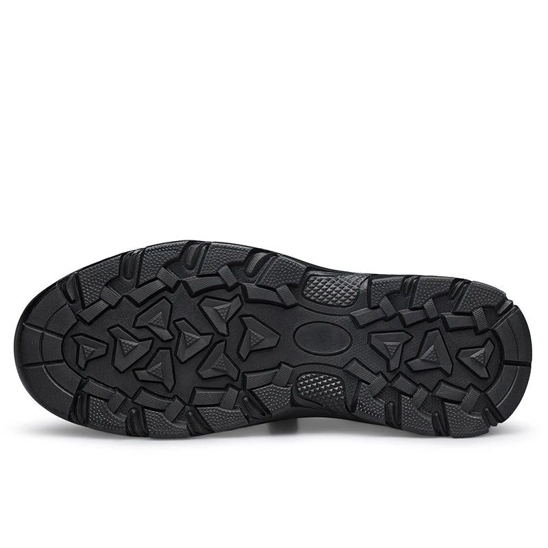 Men Hollow Genuine Leather Shoes Sturdy Thick Hard Rubber Outsole Breathable Work Shoes Non‑Slip Outdoor Walking Plus Size