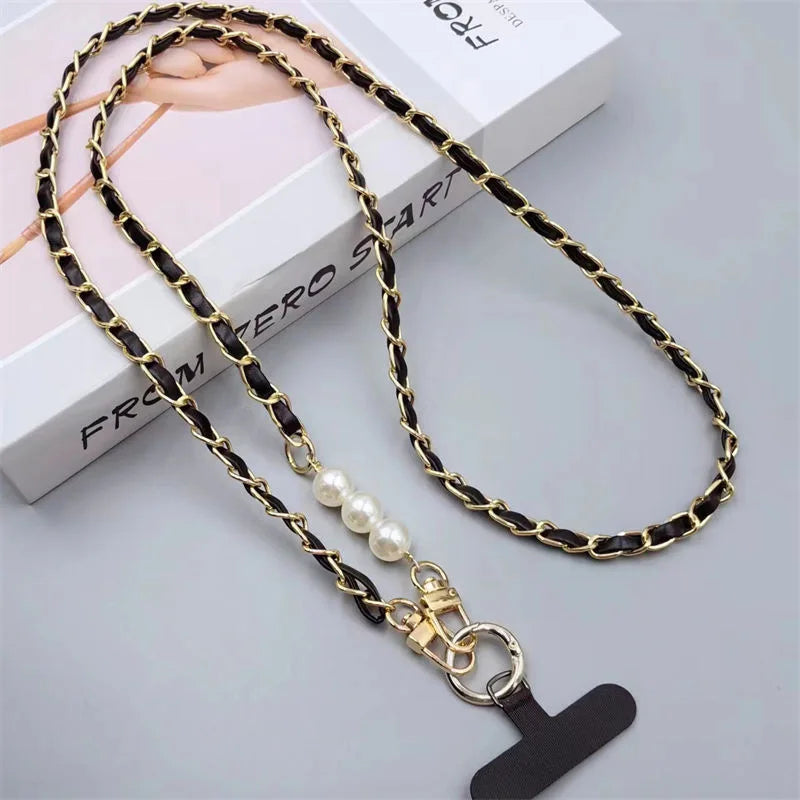 1pc Universal Phone Lanyards Designed with long rope And Shoulder Strap,Specifically Made for Women,Featuring Pearl Pickup Chain