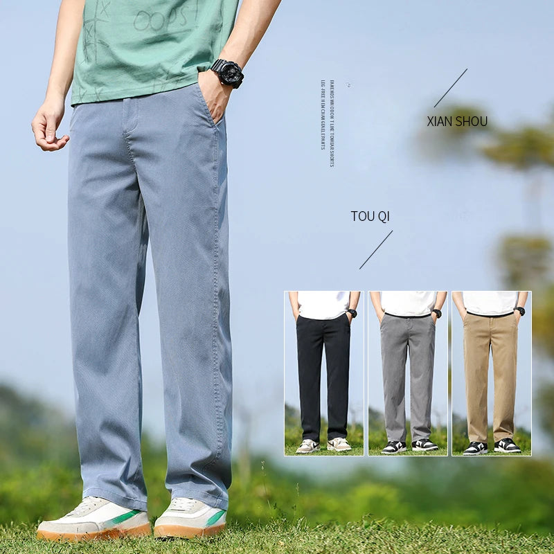 Summer Thin Lyocell Youth Wide-Leg Pants, Baggy Straight Trousers, Trendy and Comfortable Casual Pants