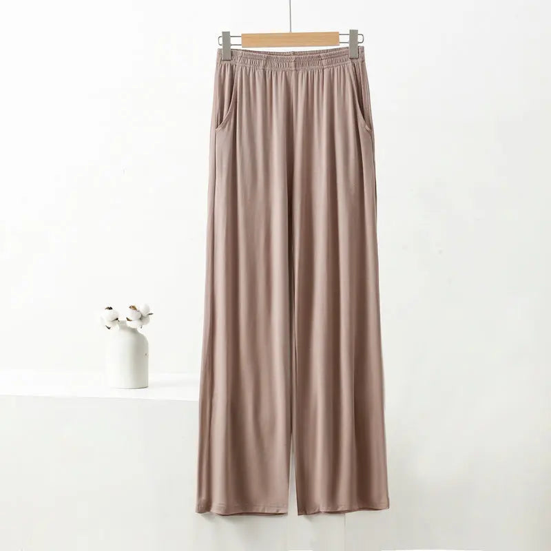 Female Trousers Modal Home Pants Women's Spring Autumn Summer Sleepwear Pantalones Casual Wide Leg Pajamas Pant Plus Size XL-7XL