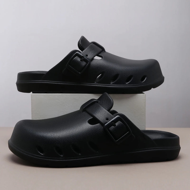 Summer Mens Cover Toes Sandals Men Breathable Soft Rubber Sandals Slippers Lightweight Big Size 46 47