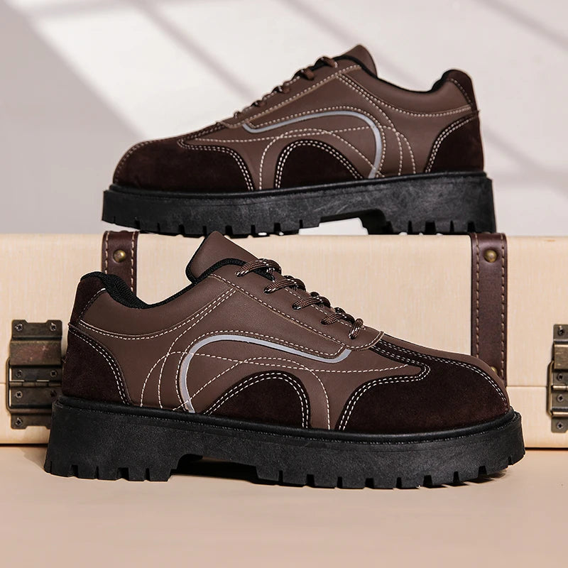 Men's Thick sole big head casual shoes four season breathable light soft-sole anti-slip outdoor walking shoes comfort board shoe