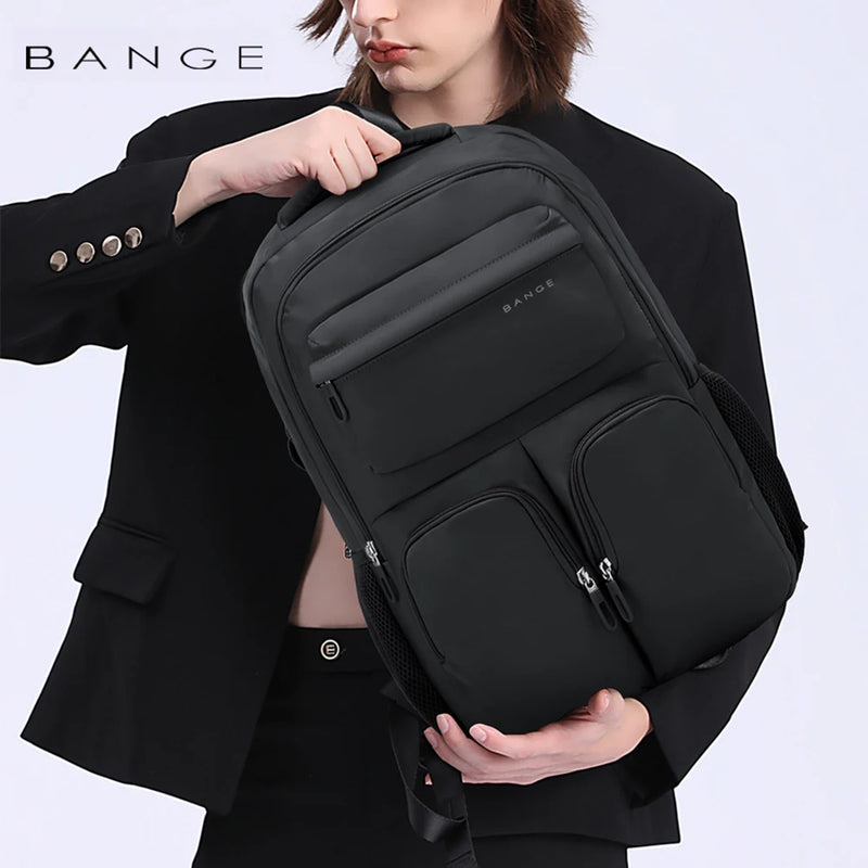 BANGE Large Capacity Men Backpacks for 15.6 Laptop Business Travel Women Backpack Waterproof School Bags with Mesh Side Pockets