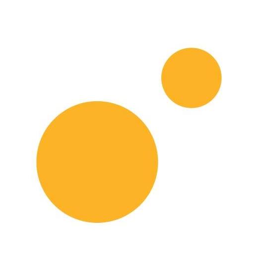Two yellow circles on a white background