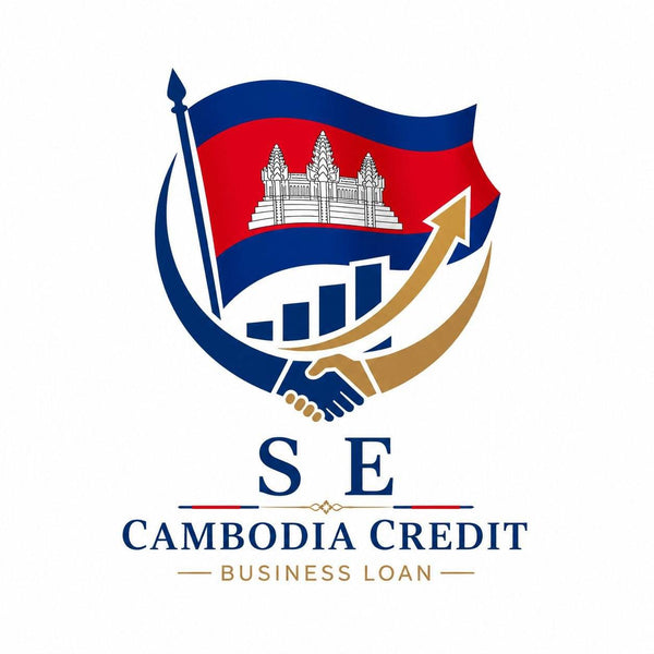 Logo of SE Cambodia Credit with a handshake, flag, and building illustration on a white background.