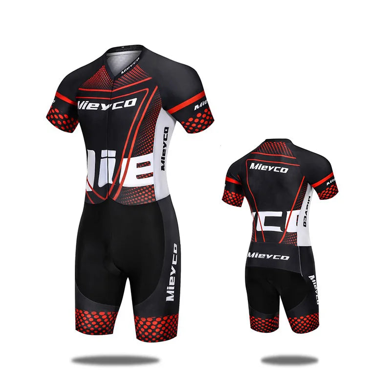 Men’s Short Sleeve Triathlon Suit Padded Quick Dry Breathable One Piece Tri Suit Cycling Running Racing Training Sportswear