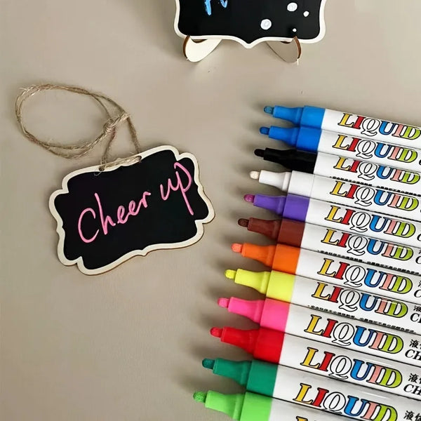 8PCS Neon Color Liquid Chalk Makers for Blackboard, Chalkboard Signs, Glass Window, Erasable Window Markers for Cars, Colored Pe