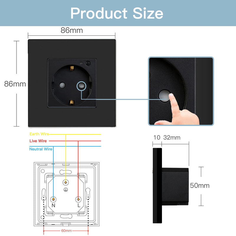 BSEED ZigBee Smart Socket Double Power Outlet Smart Wall Socket Plastic Frame Tuya Google Home Smart Life Control Blue Backlight