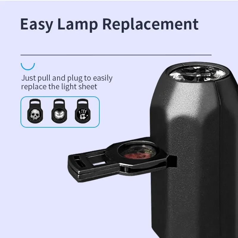 Skull Projection Lamp Switchable Pattern Design Led Night Light Portable USB Powered for Room Wall Ceiling Decor Halloween Gift