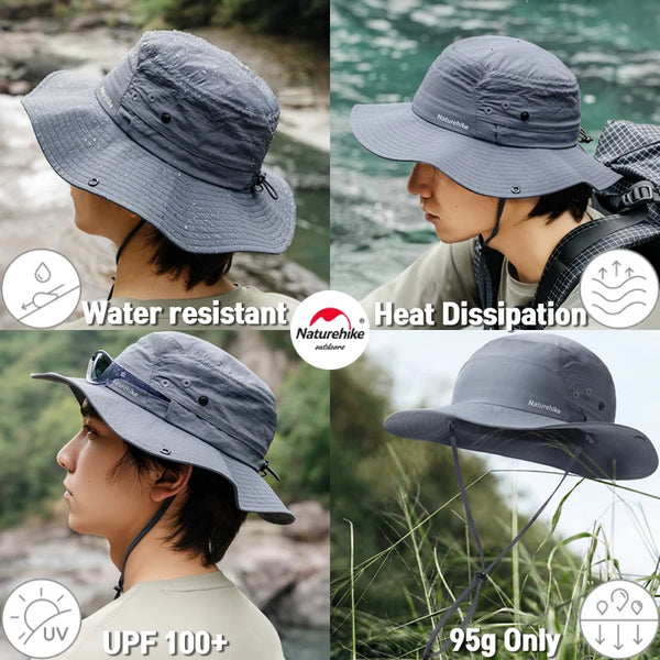 មួកឡើងភ្នំ Naturehike Sunshine 95g ការពារកម្តៅថ្ងៃសម្រាប់កីឡា ស្ទីល Cowboy ស្រាល ស្រូបយកសំណើម មួកស្ងួតរហ័ស សម្រាប់បុរស ឡើងភ្នំ ឡើងភ្នំ បោះតង់