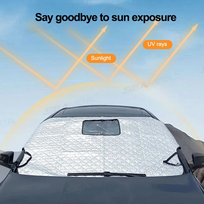 SEAMETAL Car Snow Shield Frost Prevention Front Windshield Sunshade Car Recorder Opening Design Snow Shield Car Protection Cover