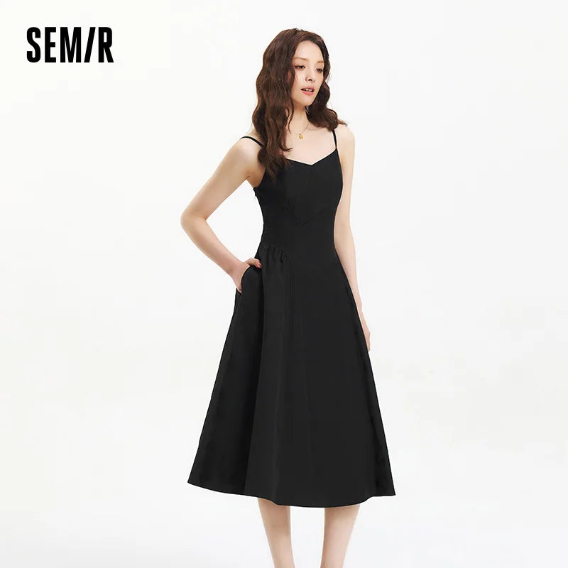 Semir Dress Women Elegant Solid Color Versatile Fashion Gentle 2025 New Summer Minimalist Strappy Dress for Chic Outfits