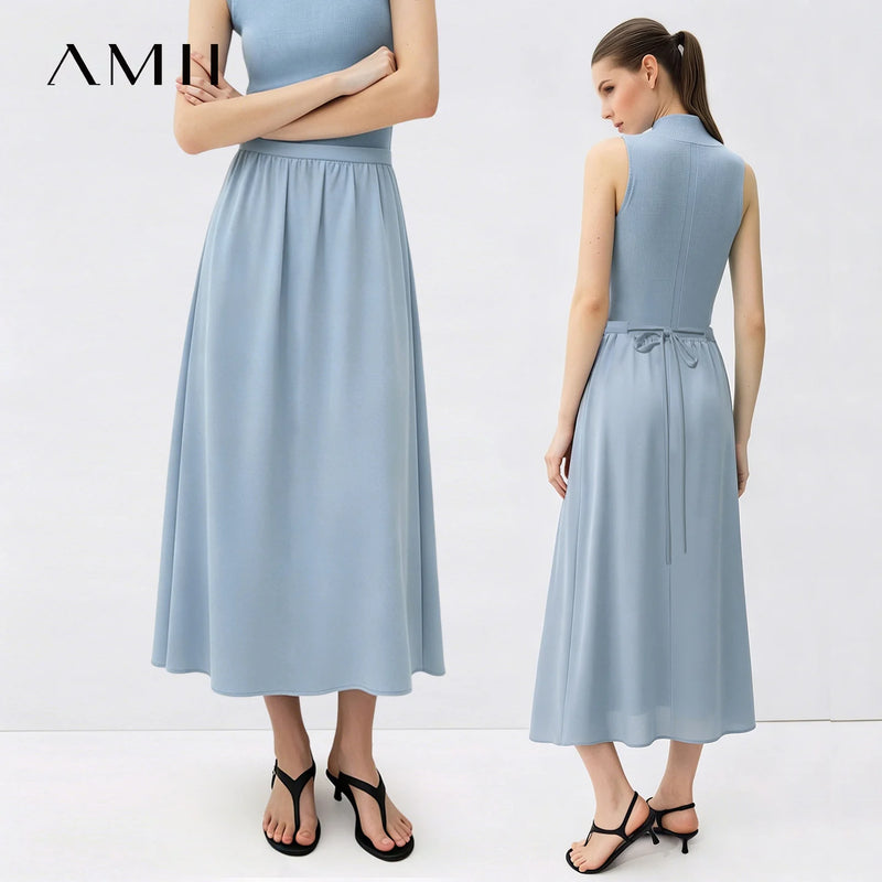 Amii Women's Long Skirt 2026 Summer New Eleant Cutout Tie Loose Fit A-Line Skirt Solid Casual Flowy Women's Clothing 12622127