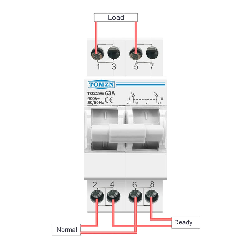 TOMZN 2P 63A MTS Dual Power Manual Transfer Isolating Switch Interlock Circuit Breaker