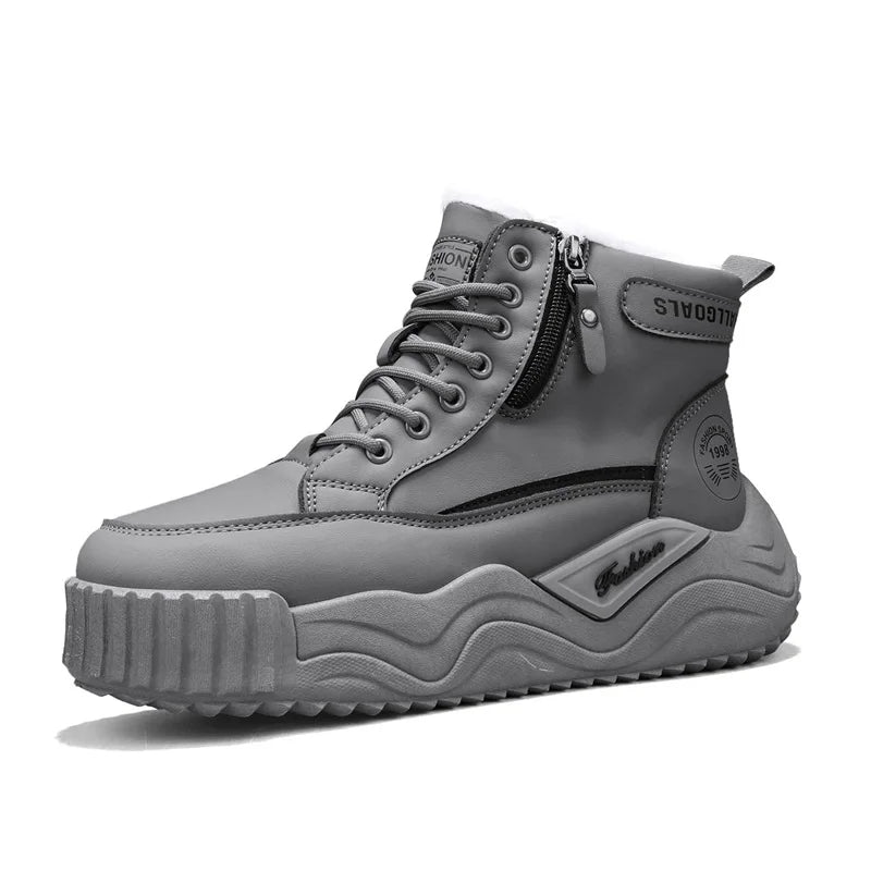 Men's Snow Boots New Winter Warm Plush Thick-Sole Casual Boots Fashion Outdoor Sports Work Boots Soft-Sole High-Top Cotton Boots