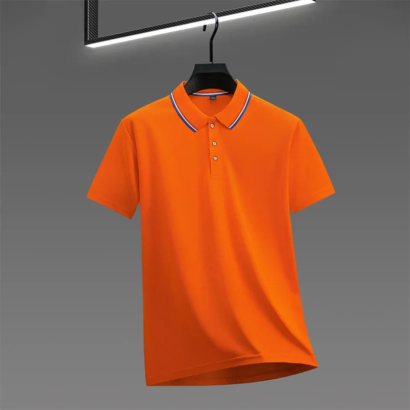Men's Casual Solid Color Short Sleeve Polo Shirt Summer 2025 Fashionable Comfortable Versatile Top for Men