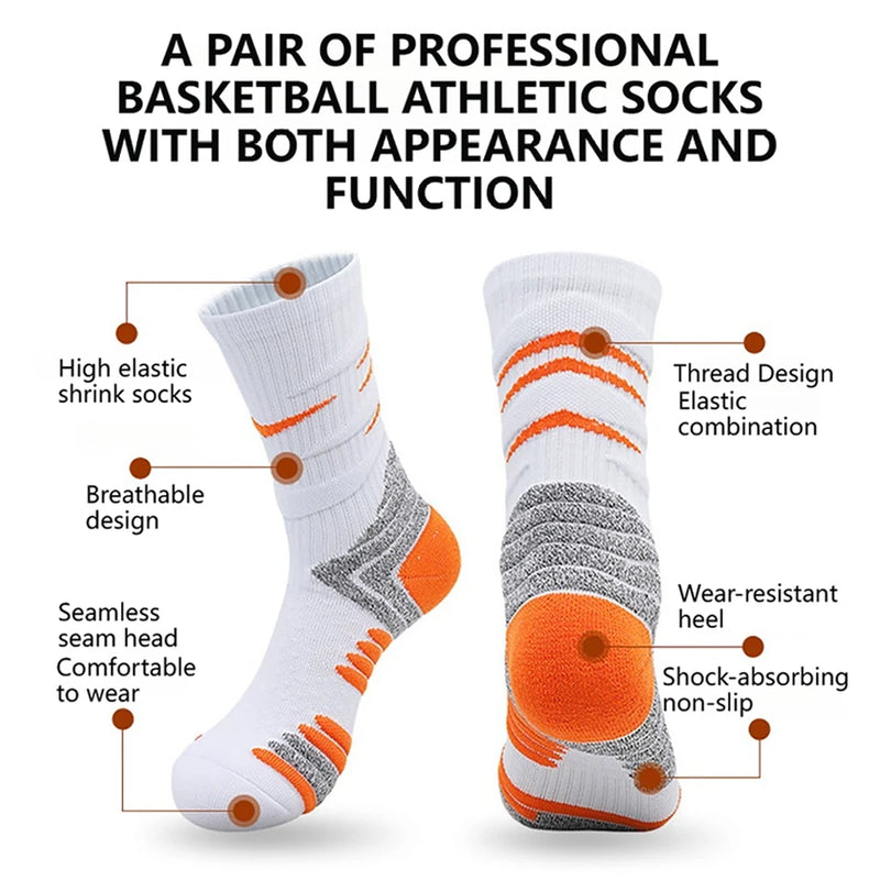 WRELS 1/2/3 Pairs Running Socks Moisture Wicking Breathable Sports Socks Men Compression Cushioned Basketball Training Socks