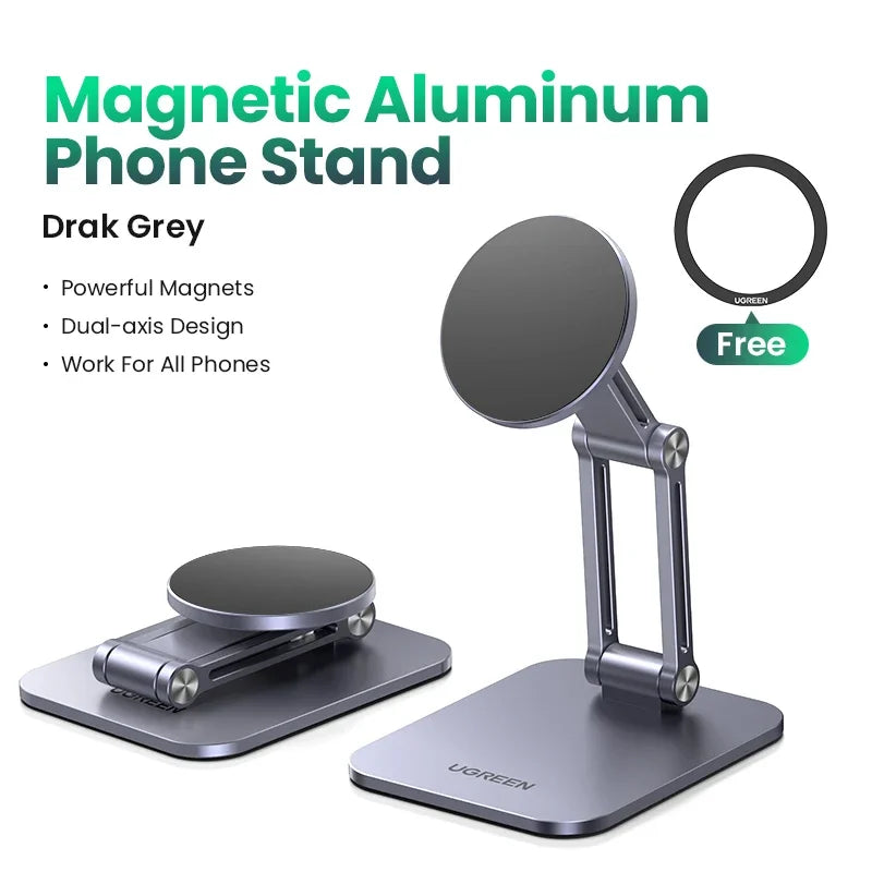 【New】UGREEN Magnetic Phone Holder Aluminum Cell Phone Stand For Magsafe iPhone 16 15 14 Pro Xiaomi Samsung Mobile Phone Holder