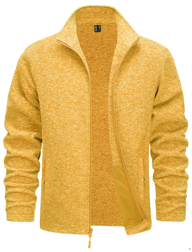 TACVASEN Lightweight Full Zip Fleece Jackets Mens Spring Casual Jacket Outdoor Sportswear With Pockets Stand Collar Outwear Tops