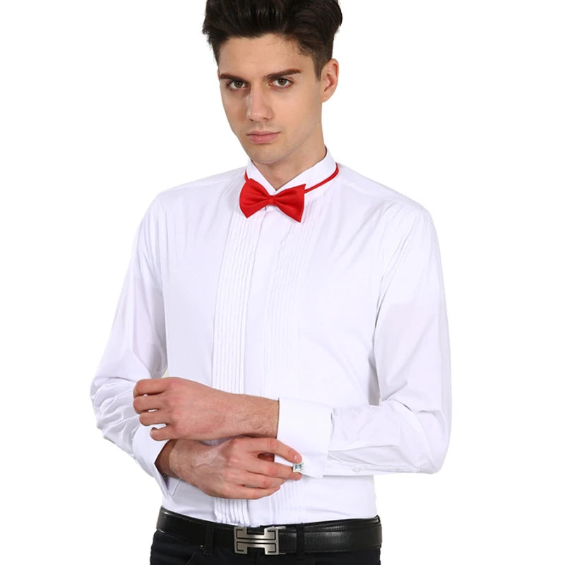 Men's White Dress Shirt,Single-breasted Long-sleeve Square Collar Shirts Wedding/party/performance Camisa Male Chemise S-7XL 8XL