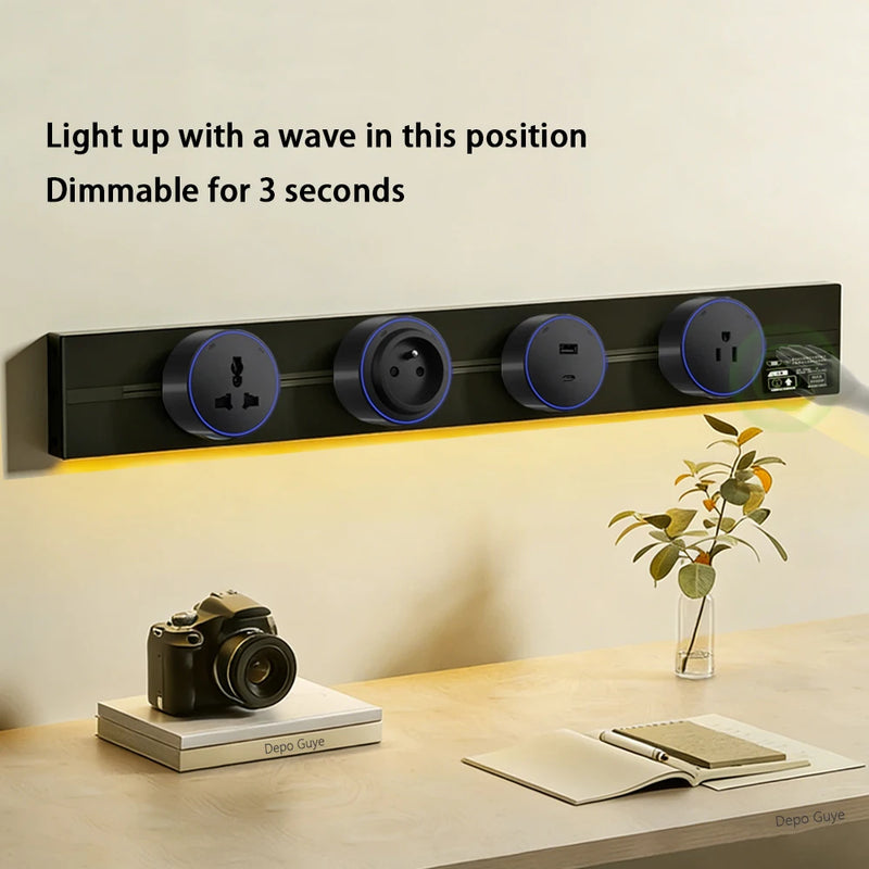 Induction lamp Wall Power Track Socket EU/FR/Russian/Israel/Italy Office Electric Socket Removable Adapter Plug UK Universal USB