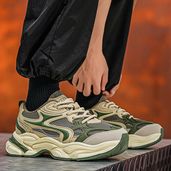 Chunky Sneakers Four Seasons Men's Breathable lightweight Soft Sole anti Slip Running Shoes Fashion Students Speed Sports Shoes