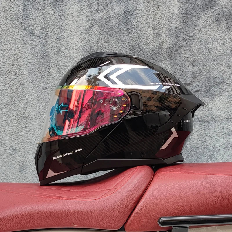 2025 high-quality motorcycle helmet dual lens modular flip helmet Casco para Motos road off-road travel full helmet capacity