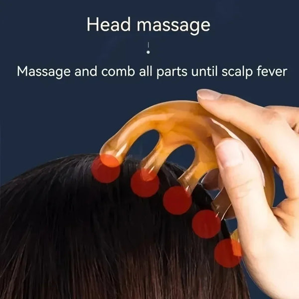 Handheld Resin Massage Comb for Head and Scalp - Relaxation Acupoint Massage Tool, Five-Tooth Round Head Meridian Comb