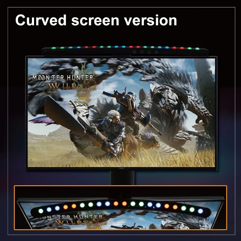 46CM Straight or Curved LED Computer Display Light Bar USB RGB Lighting Stepless Dimming Timing Lamp for Study Reading Home Offi