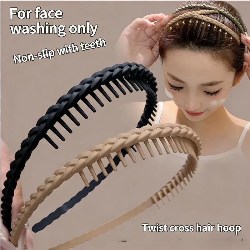 1/2pcs Fashion Women Headband/Hair Band Wide Edge Headband Face Washing Headband,Non-Slip Toothed Hair Clip, random color
